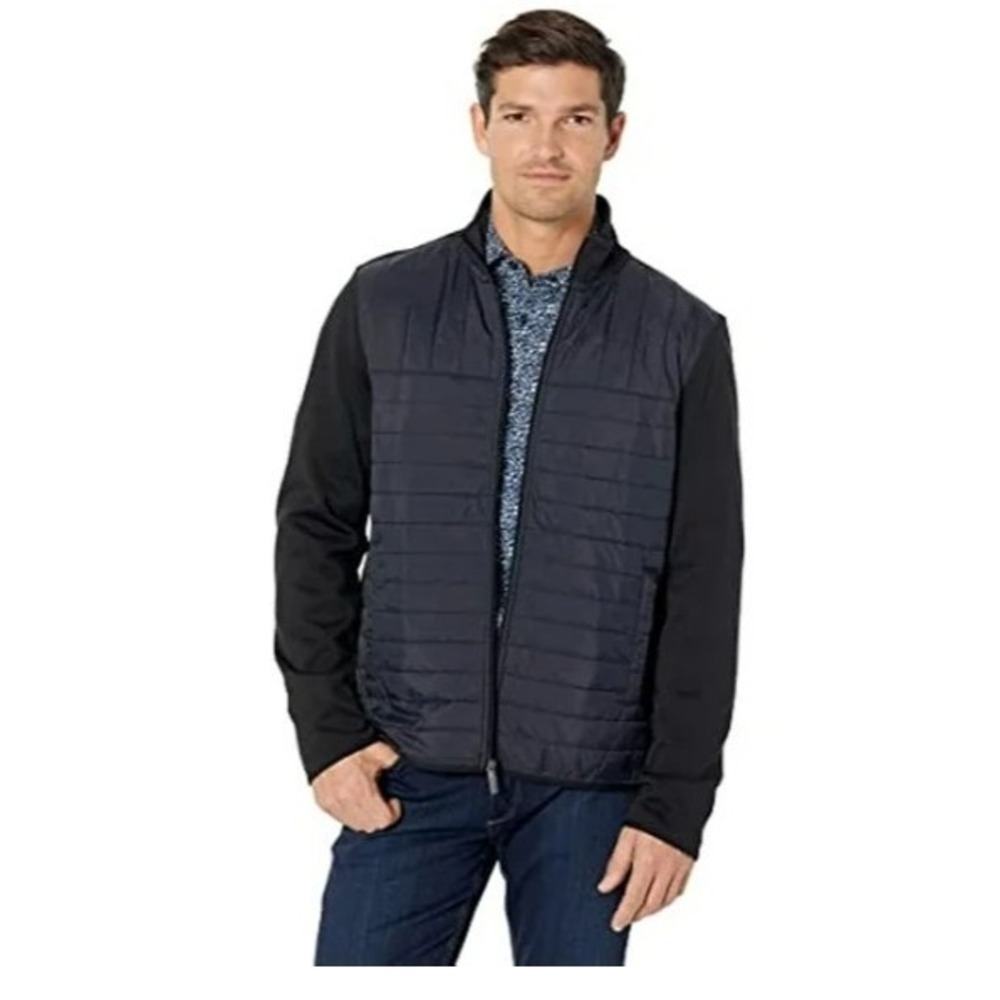Perry Ellis Quilted Jacket Mens 2XLT Black‎ Navy Lightweight Tall Full Zip